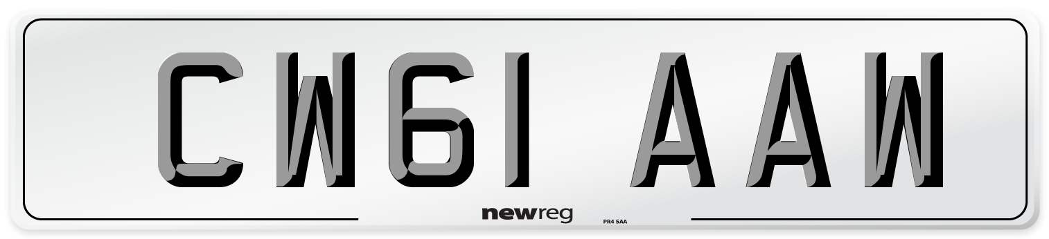 CW61 AAW Number Plate from New Reg